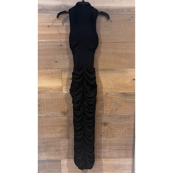 BALMAIN Ruched navy wool jersey midi dress size XS - Picture 10 of 13